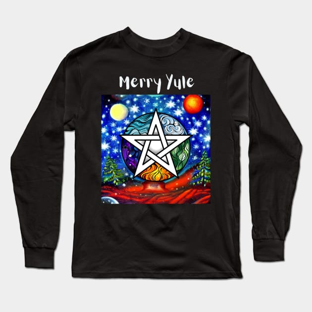 Merry Yule Long Sleeve T-Shirt by FineArtworld7